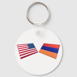 US & Armenia Flags Keychain