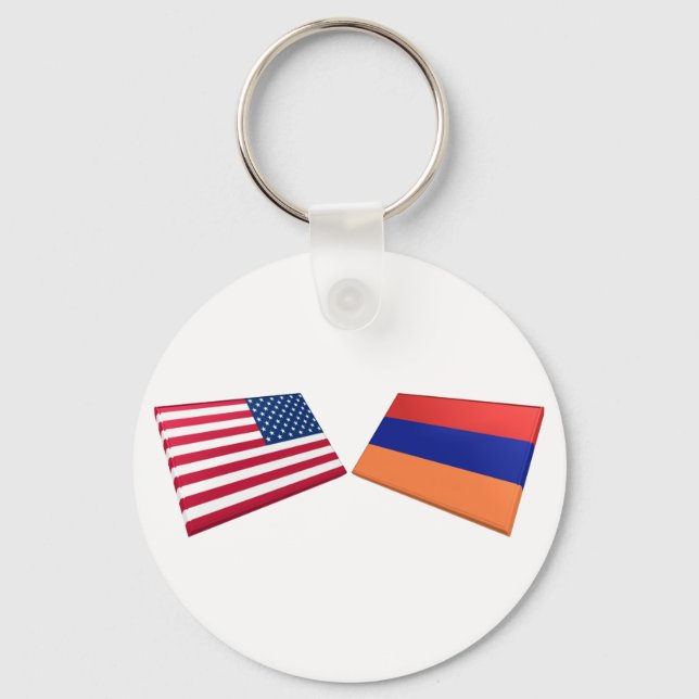 US & Armenia Flags Keychain (Front)