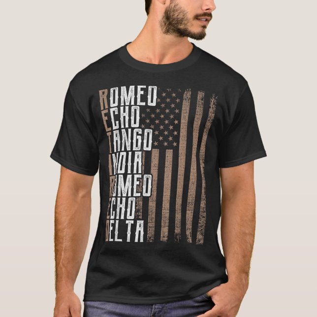 US Army Military Veteran Phonetic Alphabet T-Shirt (Front)
