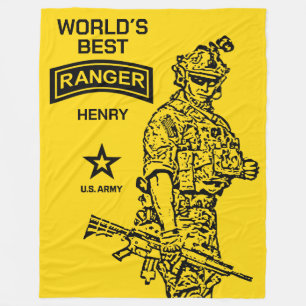 US Army World´s Best Ranger Custom Name Fleece Blanket