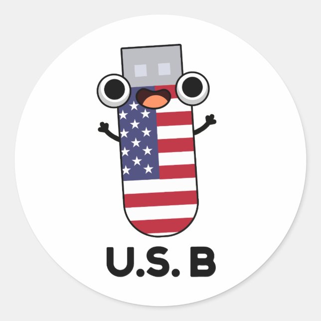 US B Funny United States Pun  Classic Round Sticker (Front)