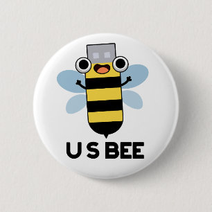 US Bee Funny USB Technical Pun  2 Inch Round Button