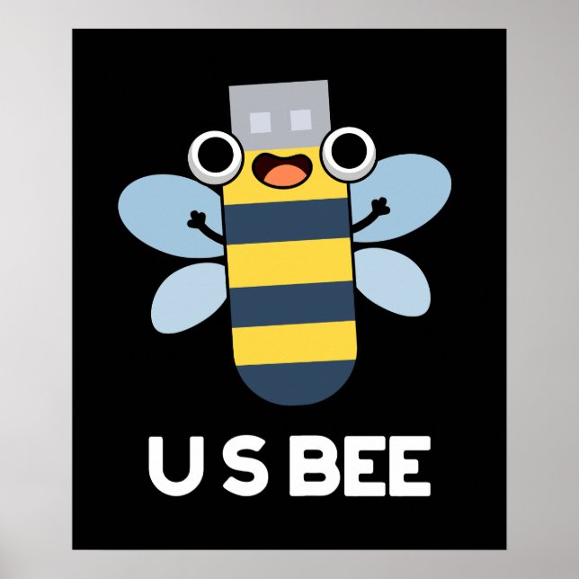 US Bee Funny USB Technical Pun Dark BG Poster (Front)