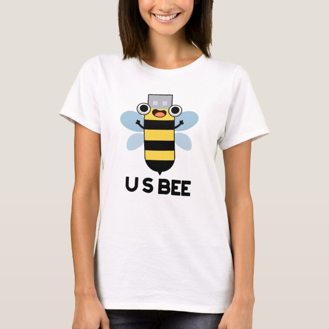 US Bee Funny USB Technical Pun  T-Shirt (Front)