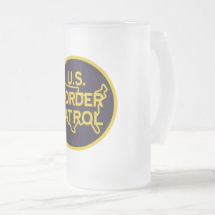 US Border Patrol Seal Frosted Glass Beer Mug