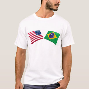 US & Brazil Flags T-Shirt