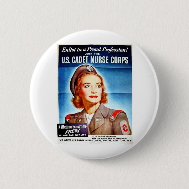 Us Cadet Nurse Corps 2 Inch Round Button (Front)
