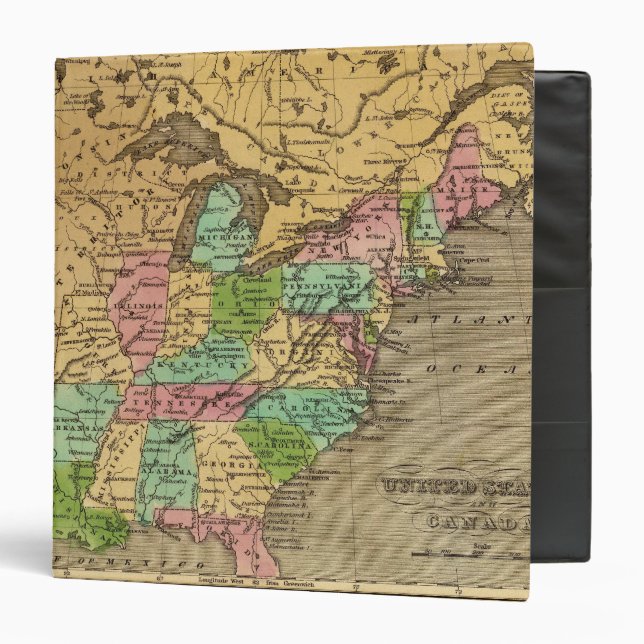 US, Canada Hand Coloured Atlas Map Binder (Front/Inside)