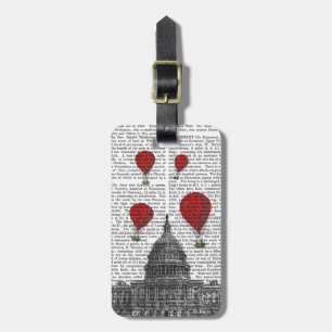 US Capitol Building and Red Hot Air Balloons Luggage Tag