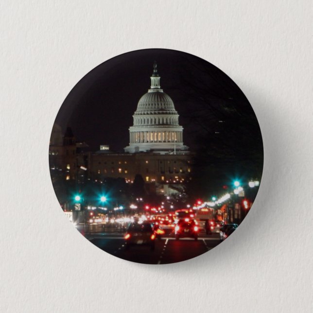 US Capitol Building at night 2 Inch Round Button (Front)