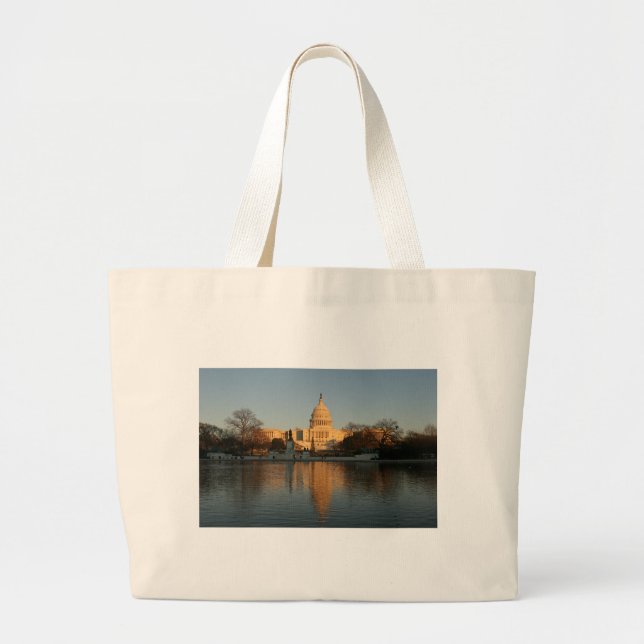 US Capitol Building Sunset Large Tote Bag (Front)