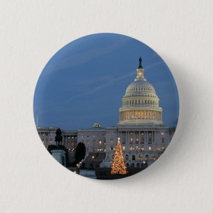 US Capitol celebrating Christmas photo 2 Inch Round Button