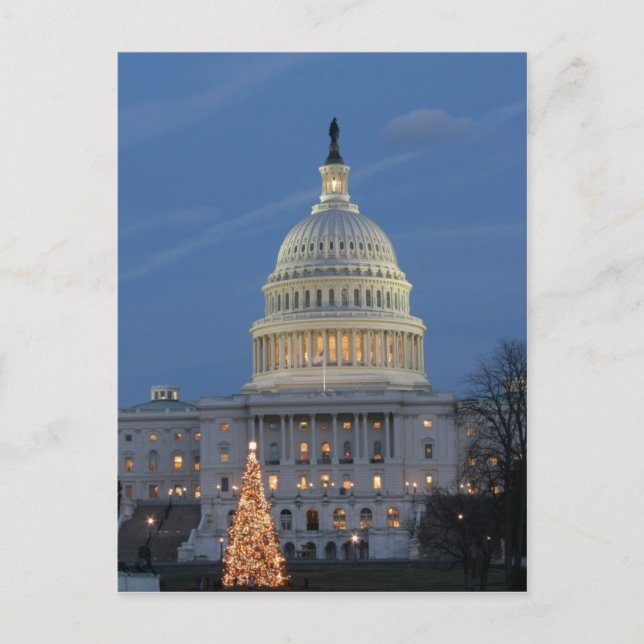 US Capitol celebrating Christmas photo Holiday Postcard (Front)