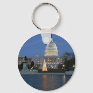 US Capitol celebrating Christmas photo Keychain