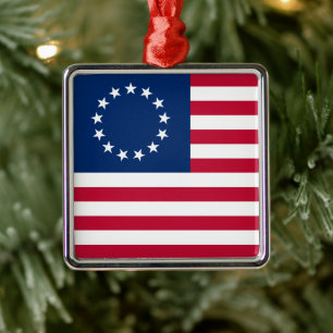 US Circle Flag of Stars, American Flag, Betsy Ross Metal Ornament