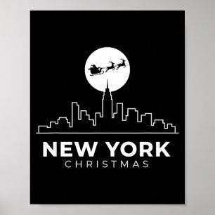 Us Cities New York Christmas Skyline Nyc Holiday S Poster