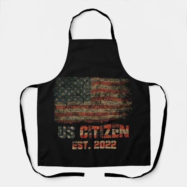 US Citizen Est. 2022 USA Citizenship American Flag Apron (Front)