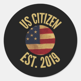 Us Citizenship 2019 Gif American Flag Usa  Classic Round Sticker