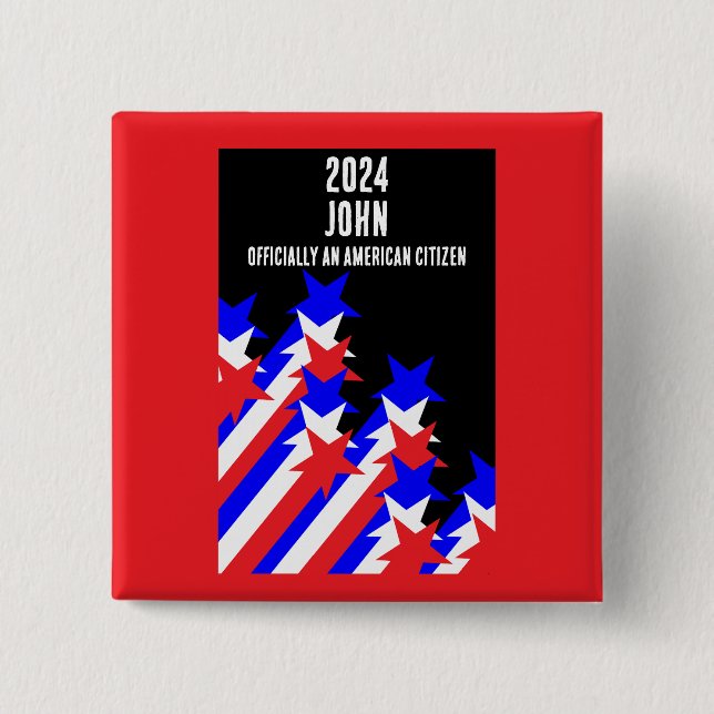 US Citizenship Granted 2 Inch Square Button (Front)