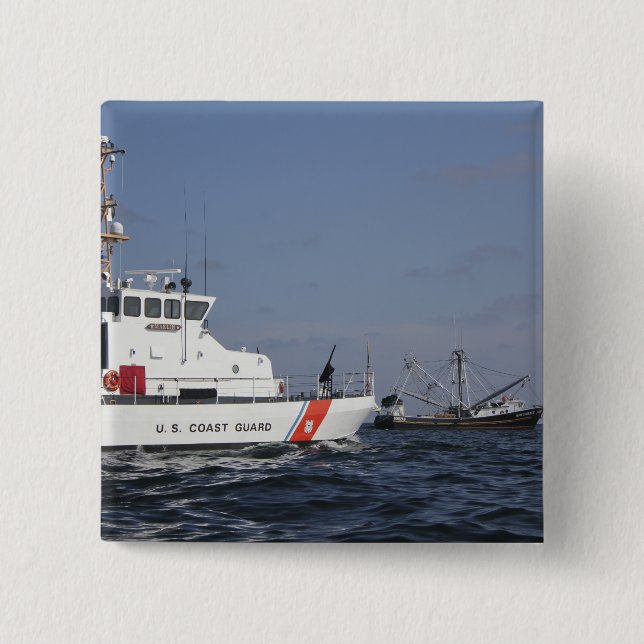 US Coast Guard Cutter Marlin patrols the waters 2 Inch Square Button (Front)