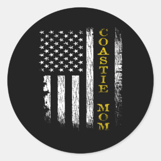 Us Coast Guard Uscg Coastie Mom Flag Classic Round Sticker