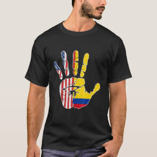 US Colombia Handprint Flag Proud Colombian America T-Shirt