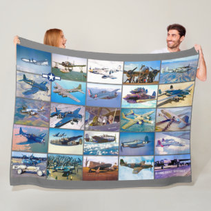 US COMBAT AIRCRAFT - WORLD WAR 2 “MONTAGE” FLEECE BLANKET