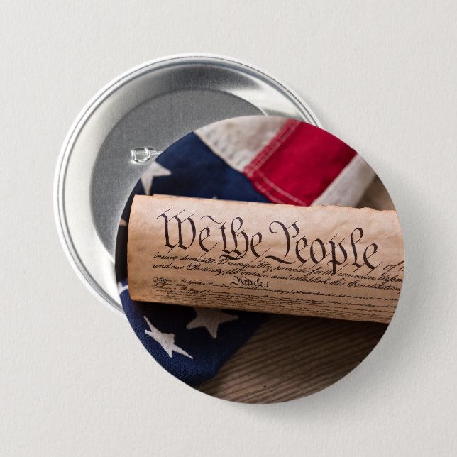 US Constitution 3 Inch Round Button (Front & Back)