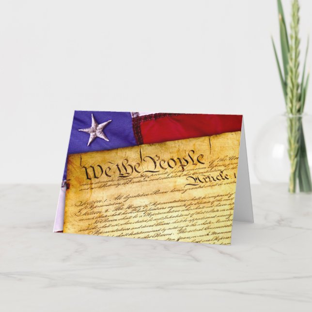 US Constitution and American Flag Card (Front)