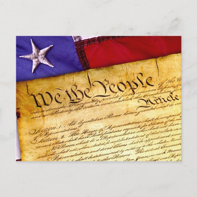US Constitution and American Flag Postcard (Front)
