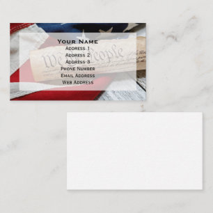 US Constitution and Flag Business Card