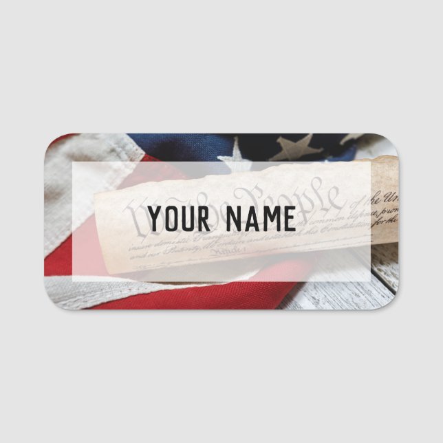 US Constitution and Flag Name Tag (Front)