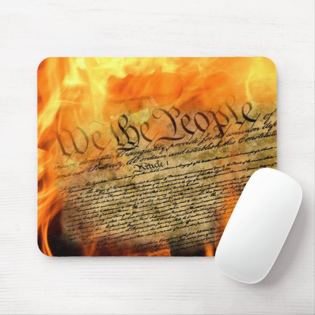 US Constitution in Flames Mouse Pad (With Mouse)