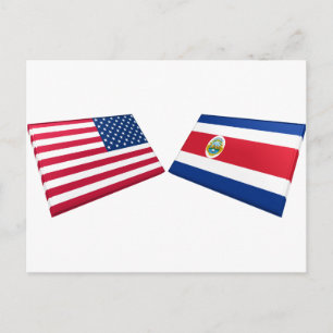 US & Costa Rica Flags Postcard