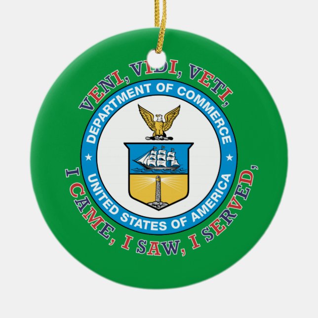 US DEPARTMENT OF COMMERCE VVV Shield Ceramic Ornament (Front)