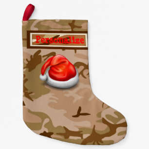 US Desert Sand Camo Christmas Stocking w/Santa Hat