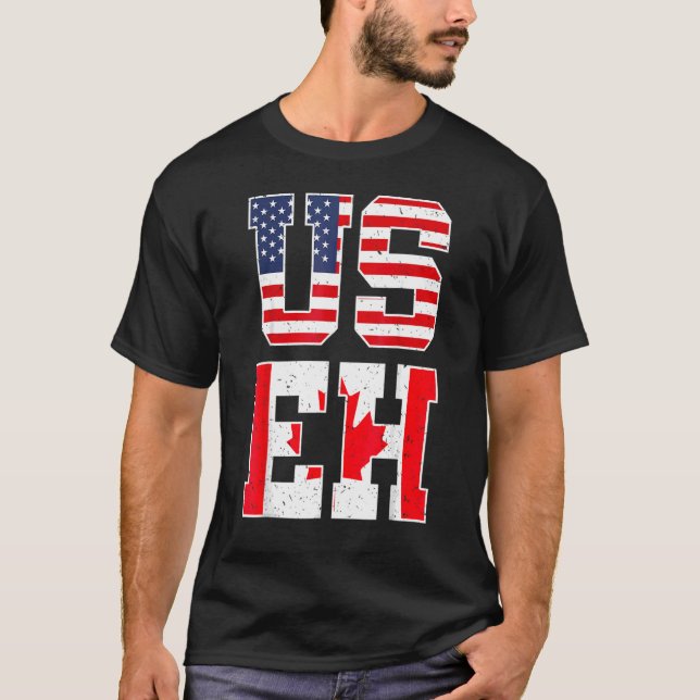 Us Eh  American Canadian Flag Canada Pride Usa T-Shirt (Front)