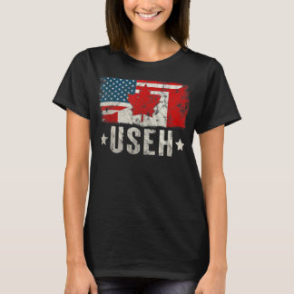 Us Eh American Canadian Flag Vintage Canada Day T-Shirt