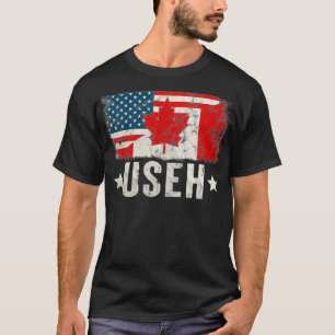 Us Eh  American Canadian Flag Vintage Canada Day  T-Shirt