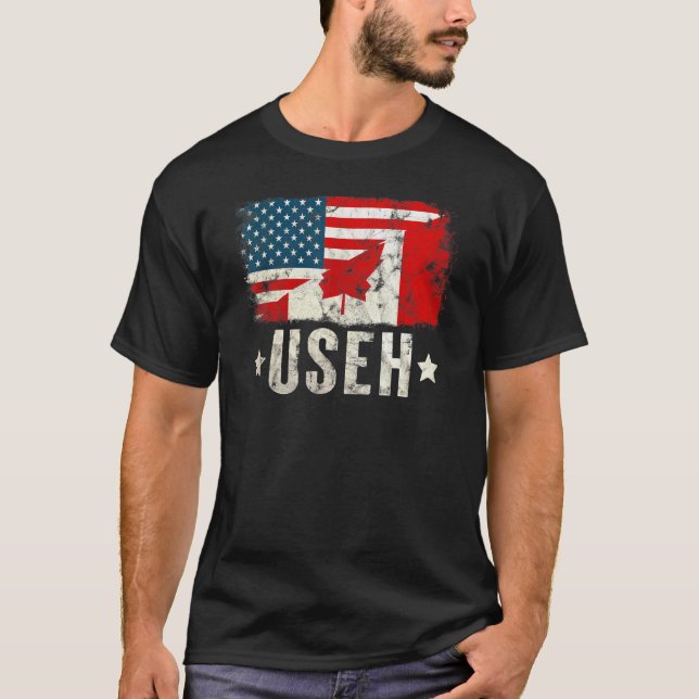 Us Eh American Canadian Flag Vintage T-Shirt (Front)