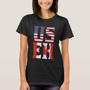 US EH Funny American Canadian USA Canada Flag T-Shirt