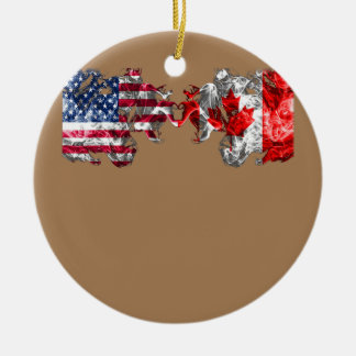 US EH Leaf Canadian American Flag Canada Usa Ceramic Ornament