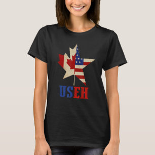 Us Eh Leaf Canadian American Flag Patriotic T-Shirt