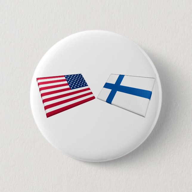 US & Finland Flags 2 Inch Round Button (Front)