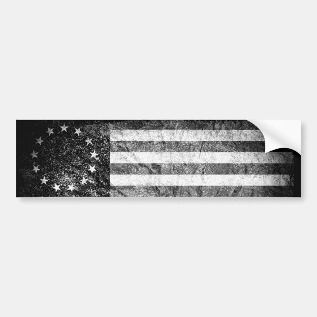 US Flag 1776, Black and White Bumper Sticker (Front)