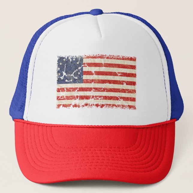 US Flag 1776, Distressed Trucker Hat (Front)
