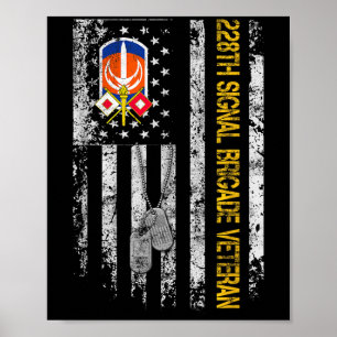 Us Flag 228th Signal Brigade Military Vintage Vete Poster