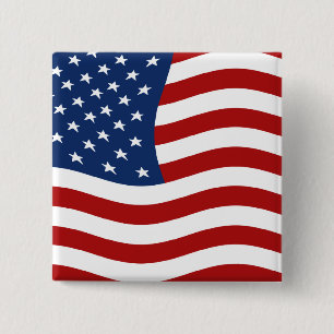US Flag 2 Inch Square Button