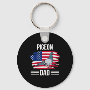 Us Flag 4th Of July Father's Day Pigeon Dad  Keychain