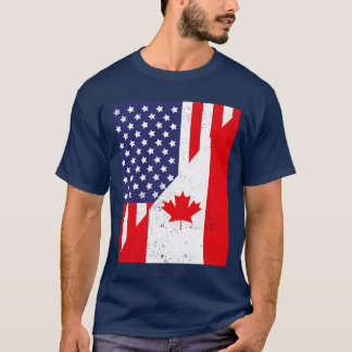 US Flag American Canadian Flag Friendship Canada T-Shirt